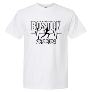 Boston 26 2 2024 Marathon Finisher Running Runner Funny Gift Garment-Dyed Heavyweight T-Shirt