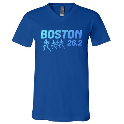 Boston 26 2 Miles Running Marathon Friend Support Cute Gift V-Neck T-Shirt