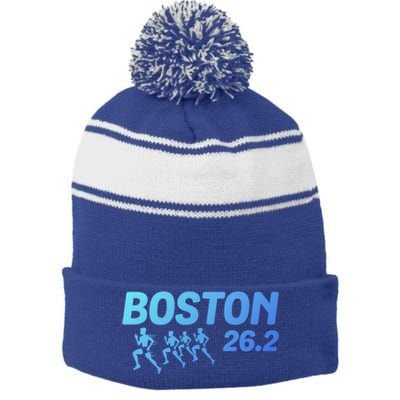 Boston 26 2 Miles Running Marathon Friend Support Cute Gift Stripe Pom Pom Beanie