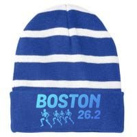 Boston 26 2 Miles Running Marathon Friend Support Cute Gift Striped Beanie with Solid Band