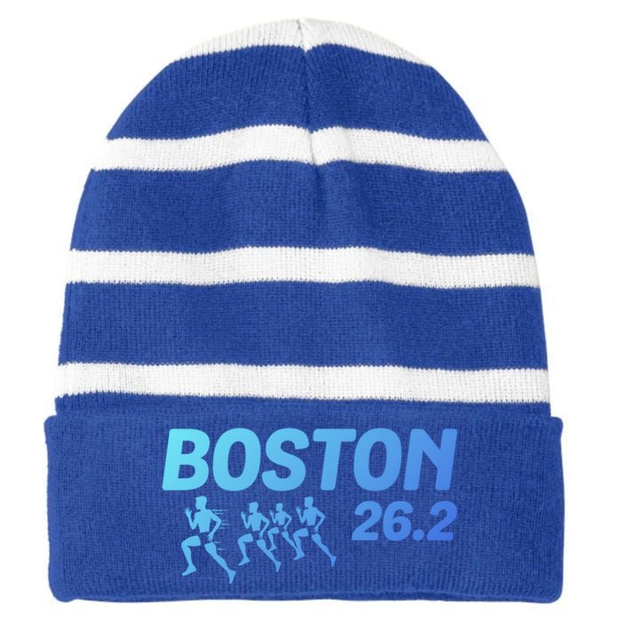 Boston 26 2 Miles Running Marathon Friend Support Cute Gift Striped Beanie with Solid Band