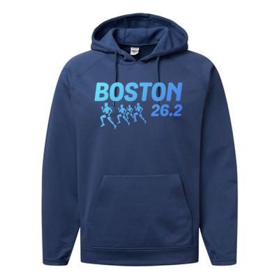 Boston 26 2 Miles Running Marathon Friend Support Cute Gift Performance Fleece Hoodie