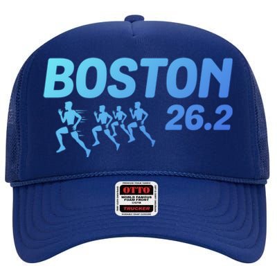 Boston 26 2 Miles Running Marathon Friend Support Cute Gift High Crown Mesh Back Trucker Hat