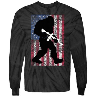 Bigfoot 2nd Amendment Right To Bear Arms Gift For Gun Owner Tie-Dye Long Sleeve Shirt
