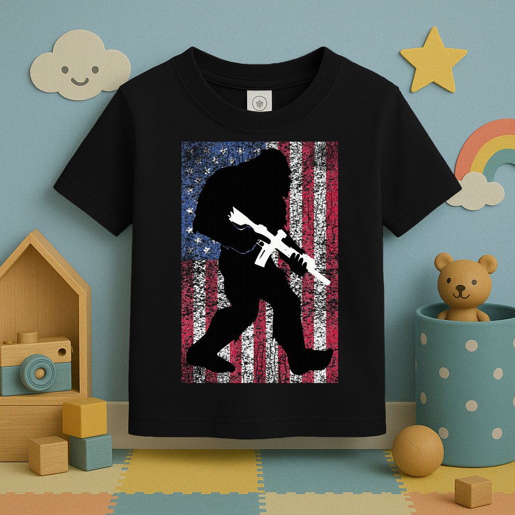 Bigfoot 2nd Amendment Right To Bear Arms Gift For Gun Owner Toddler T-Shirt