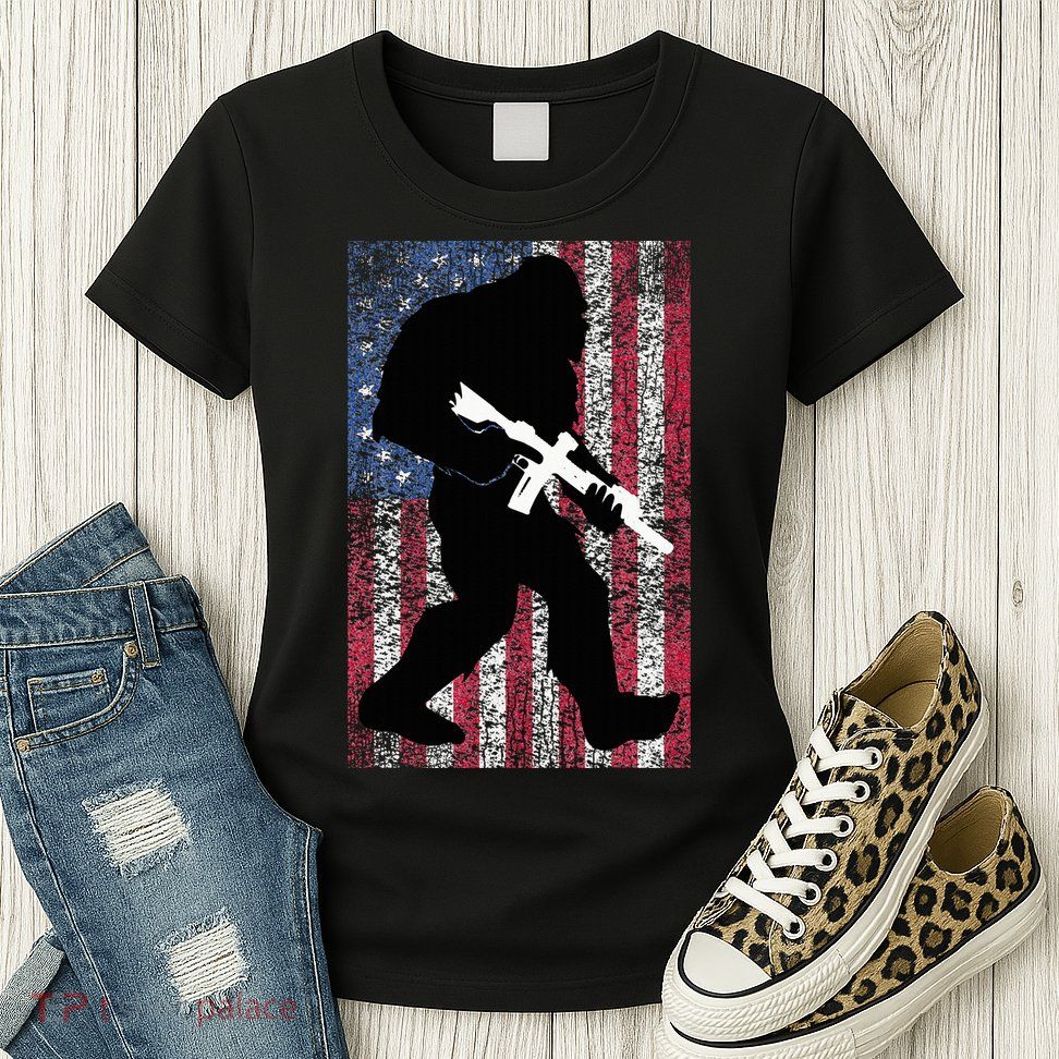 Bigfoot 2nd Amendment Right To Bear Arms Gift For Gun Owner Womens T-Shirt