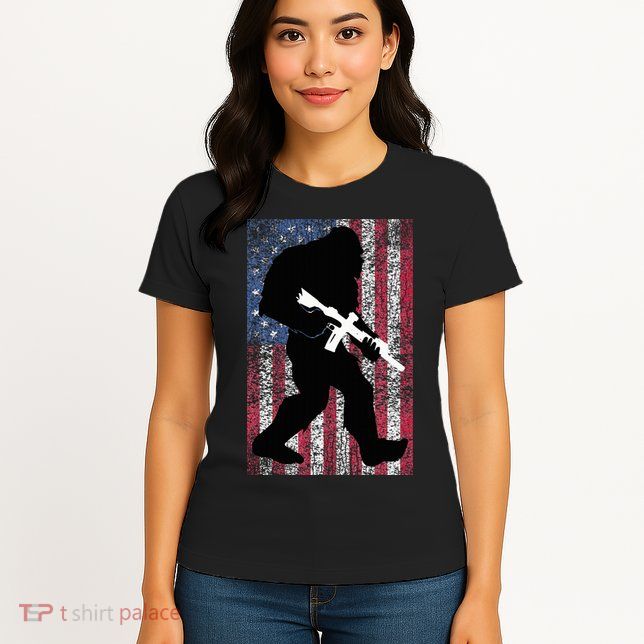 Bigfoot 2nd Amendment Right To Bear Arms Gift For Gun Owner Womens T-Shirt