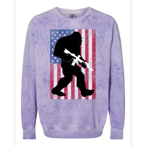 Bigfoot 2nd Adt Right To Bear Arms Gift For Gun Owner Cute Gift Colorblast Crewneck Sweatshirt