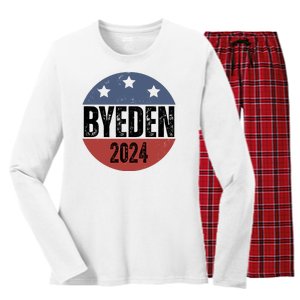 Byeden 2024 Anti Joe Biden Pro Trump Women's Long Sleeve Flannel Pajama Set 