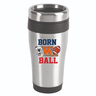 Born 2 Ball 2nd Birthday Sports 2 Year Old Second Bday 16oz Travel Tumbler