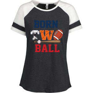 Born 2 Ball 2nd Birthday Sports 2 Year Old Second Bday Enza Ladies Jersey Colorblock Tee