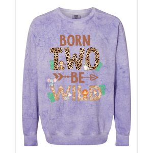 Born 2 Be Wild Birthday Decorations Zoo Animals 2nd Gift Colorblast Crewneck Sweatshirt