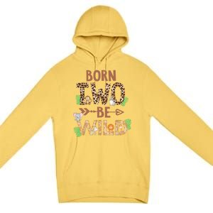 Born 2 Be Wild Birthday Decorations Zoo Animals 2nd Gift Premium Pullover Hoodie