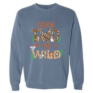 Born 2 Be Wild Birthday Decorations Zoo Animals 2nd Gift Garment-Dyed Sweatshirt