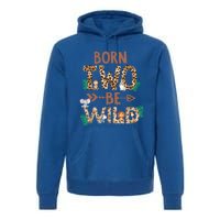 Born 2 Be Wild Birthday Decorations Zoo Animals 2nd Gift Premium Hoodie