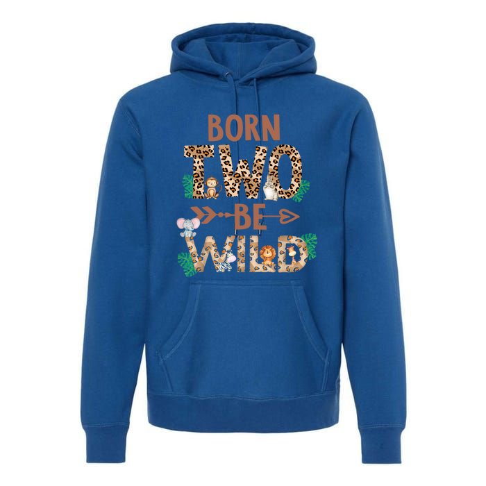 Born 2 Be Wild Birthday Decorations Zoo Animals 2nd Gift Premium Hoodie