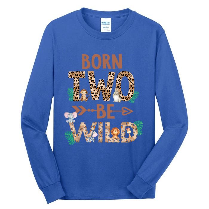 Born 2 Be Wild Birthday Decorations Zoo Animals 2nd Gift Tall Long Sleeve T-Shirt