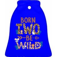 Born 2 Be Wild Birthday Decorations Zoo Animals 2nd Gift Ceramic Bell Ornament