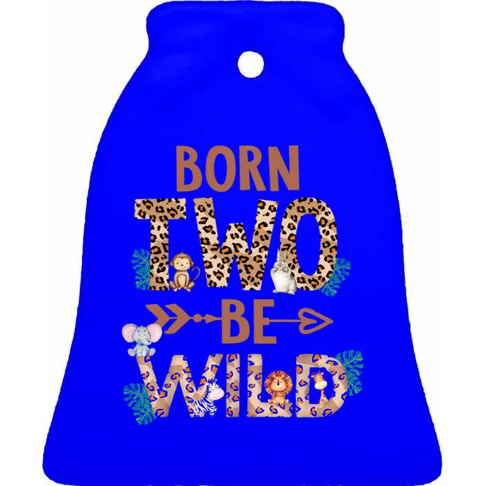 Born 2 Be Wild Birthday Decorations Zoo Animals 2nd Gift Ceramic Bell Ornament