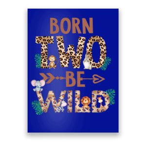 Born 2 Be Wild Birthday Decorations Zoo Animals 2nd Gift Poster