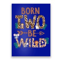 Born 2 Be Wild Birthday Decorations Zoo Animals 2nd Gift Poster