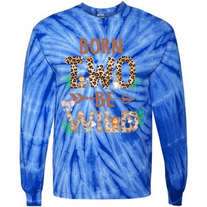 Born 2 Be Wild Birthday Decorations Zoo Animals 2nd Gift Tie-Dye Long Sleeve Shirt