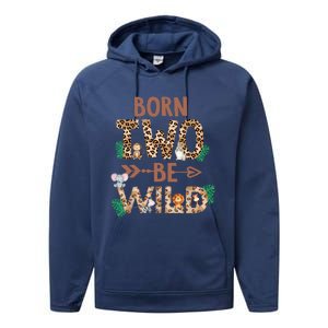 Born 2 Be Wild Birthday Decorations Zoo Animals 2nd Gift Performance Fleece Hoodie