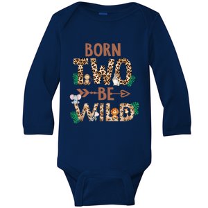 Born 2 Be Wild Birthday Decorations Zoo Animals 2nd Gift Baby Long Sleeve Bodysuit