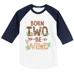 Born 2 Be Wild Birthday Decorations Zoo Animals 2nd Gift Baseball Sleeve Shirt