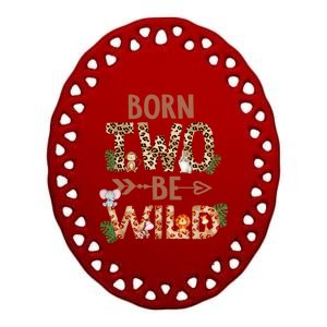 Born 2 Be Wild Birthday Decorations Zoo Animals 2nd Gift Ceramic Oval Ornament