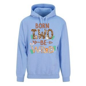 Born 2 Be Wild Birthday Decorations Zoo Animals 2nd Gift Unisex Surf Hoodie