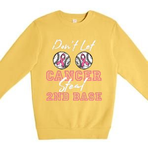 Baseball 2nd Base Pink Ribbon Breast Cancer Awareness Gift Premium Crewneck Sweatshirt