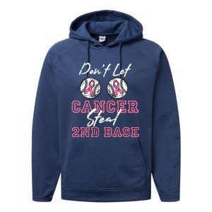 Baseball 2nd Base Pink Ribbon Breast Cancer Awareness Gift Performance Fleece Hoodie