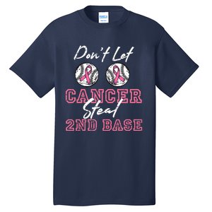 Baseball 2nd Base Pink Ribbon Breast Cancer Awareness Gift Tall T-Shirt