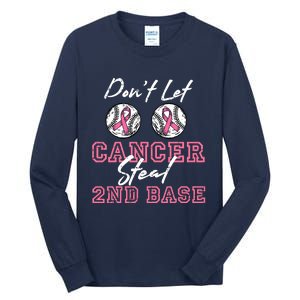 Baseball 2nd Base Pink Ribbon Breast Cancer Awareness Gift Tall Long Sleeve T-Shirt