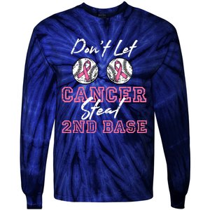 Baseball 2nd Base Pink Ribbon Breast Cancer Awareness Gift Tie-Dye Long Sleeve Shirt