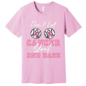 Baseball 2nd Base Pink Ribbon Breast Cancer Awareness Gift Premium T-Shirt