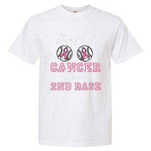 Baseball 2nd Base Pink Ribbon Breast Cancer Awareness Gift Garment-Dyed Heavyweight T-Shirt