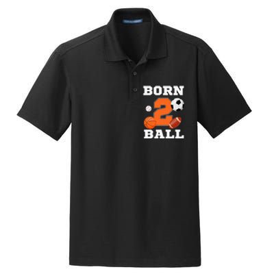 Born 2nd Ball Birthday Sport Ball Theme 2 Year Old Dry Zone Grid Polo