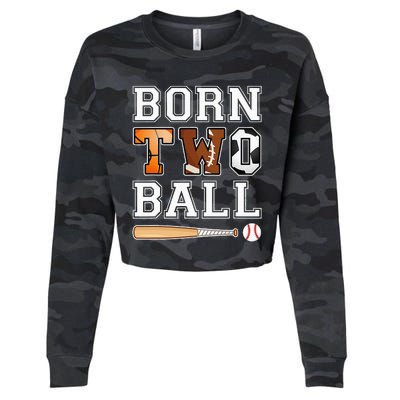 Born 2nd Ball Birthday Sport Theme 2 Year Old Cropped Pullover Crew