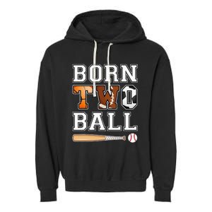 Born 2nd Ball Birthday Sport Theme 2 Year Old Garment-Dyed Fleece Hoodie