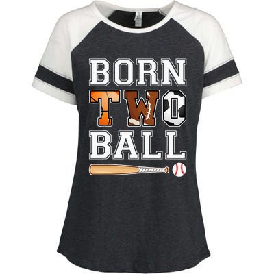 Born 2nd Ball Birthday Sport Theme 2 Year Old Enza Ladies Jersey Colorblock Tee