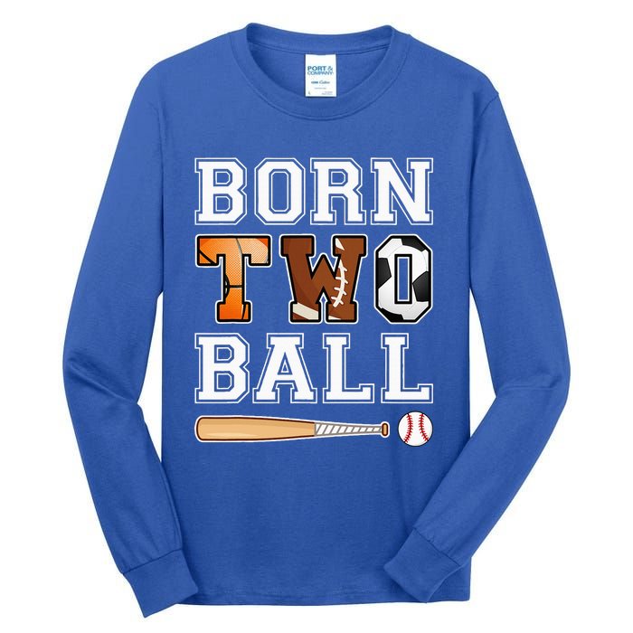 Born 2nd Ball Birthday Sport Theme 2 Year Old Tall Long Sleeve T-Shirt