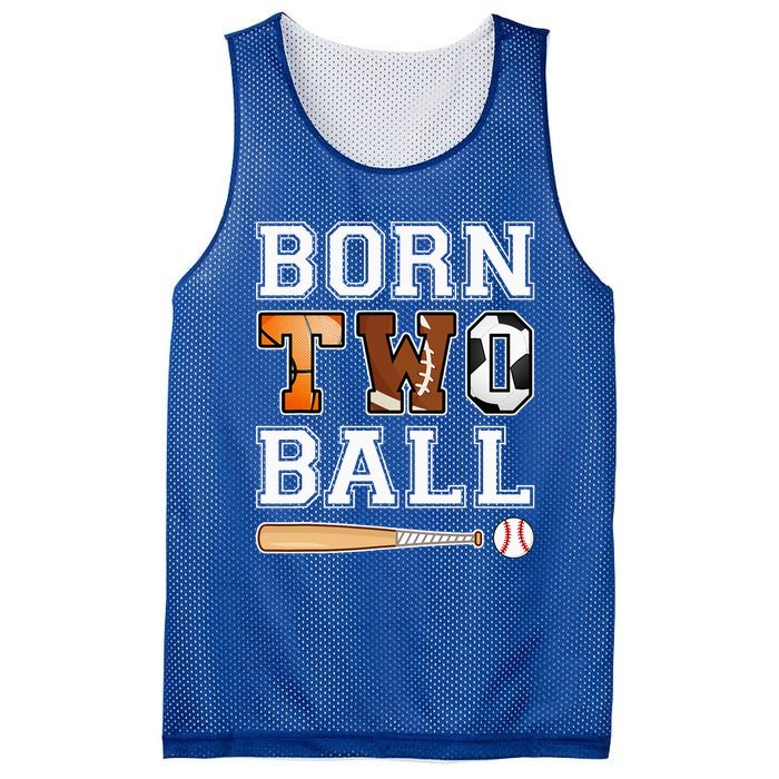 Born 2nd Ball Birthday Sport Theme 2 Year Old Mesh Reversible Basketball Jersey Tank