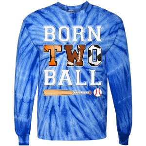 Born 2nd Ball Birthday Sport Theme 2 Year Old Tie-Dye Long Sleeve Shirt