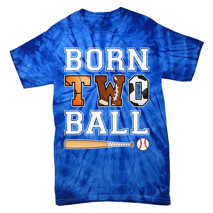 Born 2nd Ball Birthday Sport Theme 2 Year Old Tie-Dye T-Shirt