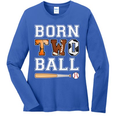 Born 2nd Ball Birthday Sport Theme 2 Year Old Ladies Long Sleeve Shirt