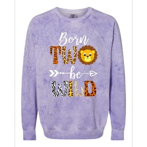 Born 2 Be Wild Birthday Decorations Girl Boy Baby Lion 2nd Colorblast Crewneck Sweatshirt