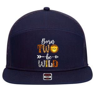 Born 2 Be Wild Birthday Decorations Girl Boy Baby Lion 2nd 7 Panel Mesh Trucker Snapback Hat