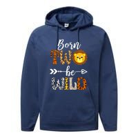 Born 2 Be Wild Birthday Decorations Girl Boy Baby Lion 2nd Performance Fleece Hoodie